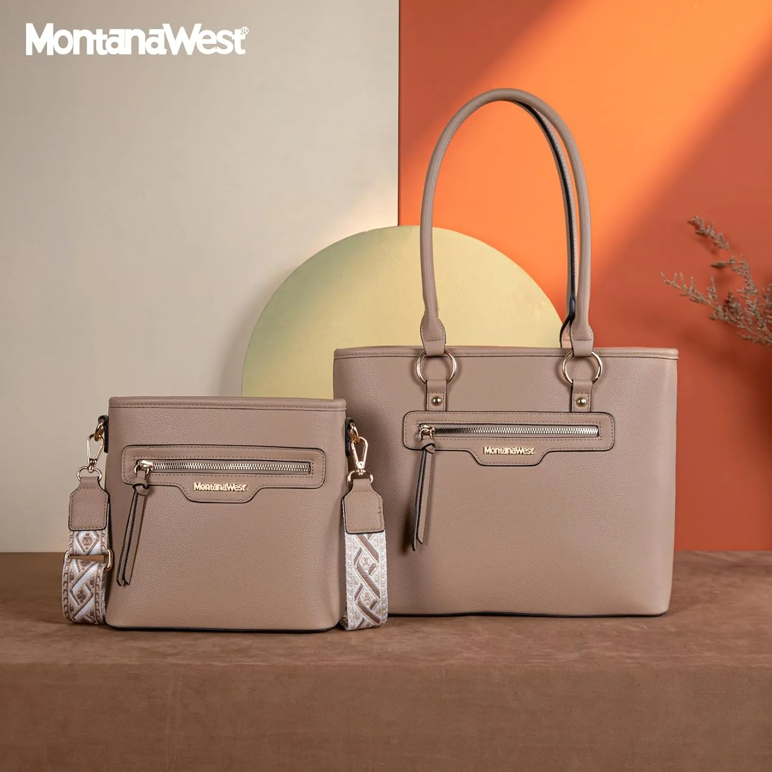 Montana West 2Pcs Handbags Sets for Women Large Tote Bags Cute Crossbody Purses