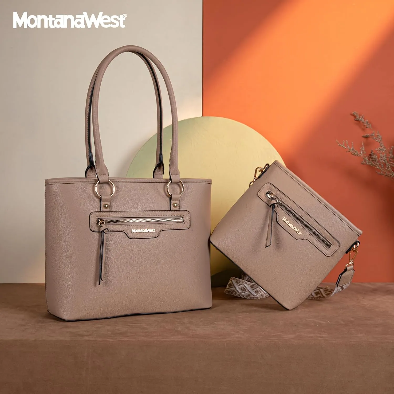 Montana West 2Pcs Handbags Sets for Women Large Tote Bags Cute Crossbody Purses