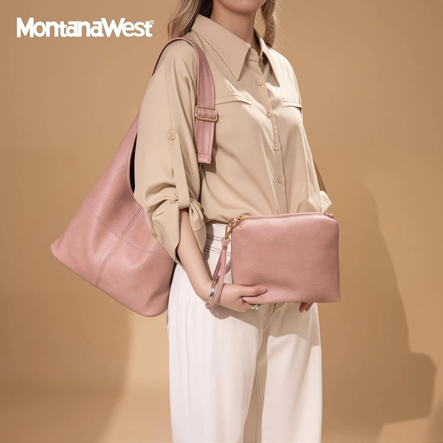 Montana West Hobo Bags Purse for Women Ultra Soft Foldable Shoulder Slouchy Handbags with Cosmetic bag