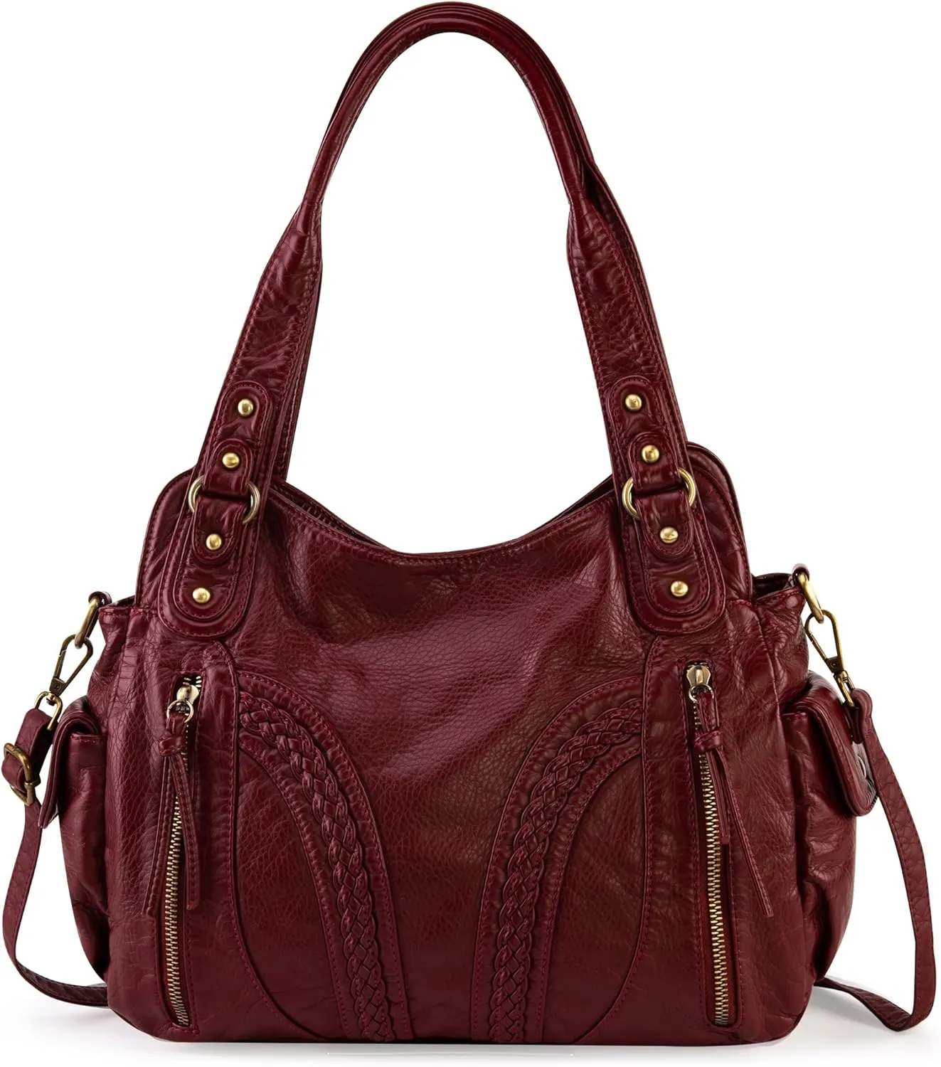 Montana West Washed Leather Hobo Bags for Women Roomy Handbags with Crossbody Strap