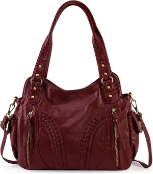 Montana West Washed Leather Hobo Bags for Women Roomy Handbags with Crossbody Strap