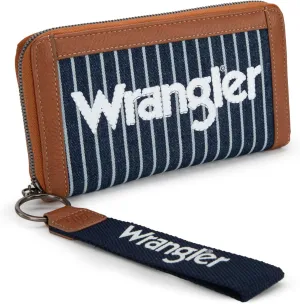 Montana West X Wrangler Classic Logo Wallets Wristlet Purse for Women Vintage Boho Ladies Wallet Coin Purse Two-Tone Credit Card Holder