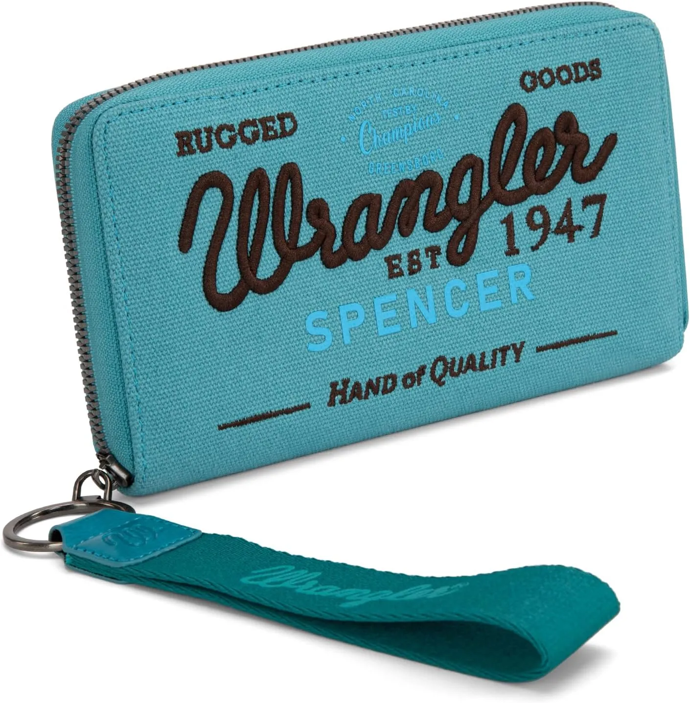 Montana West X Wrangler Wristlet Wallets for Women Classic Retro Wallet Purse Bifold Credit Card Wallets for Women Oversized Logo Clutch Wristlet