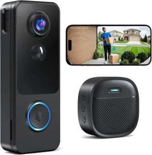 MUBVIEW 2K 3MP 180° Wireless Doorbell Camera No Subscription, Head to Toe View WiFi Security Camera with Chime, Smart Video Doorbel, Battery Powered, AI Motion Detection, Night Vision