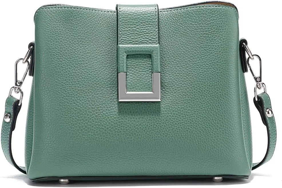Multi-Compartment Leather Cross Body Bag For Women Shoulder, Bucket Purses with 2 Straps