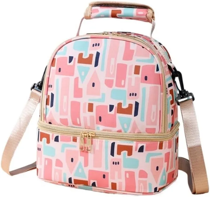 Multi Functional Mother And Baby Bag For Going Out, Mother Carrying Milk Bag, Insulated Mommy Bag, Double-layer(Blue Geometry)