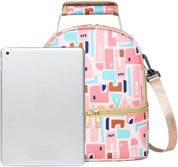 Multi Functional Mother And Baby Bag For Going Out, Mother Carrying Milk Bag, Insulated Mommy Bag, Double-layer(Blue Geometry)