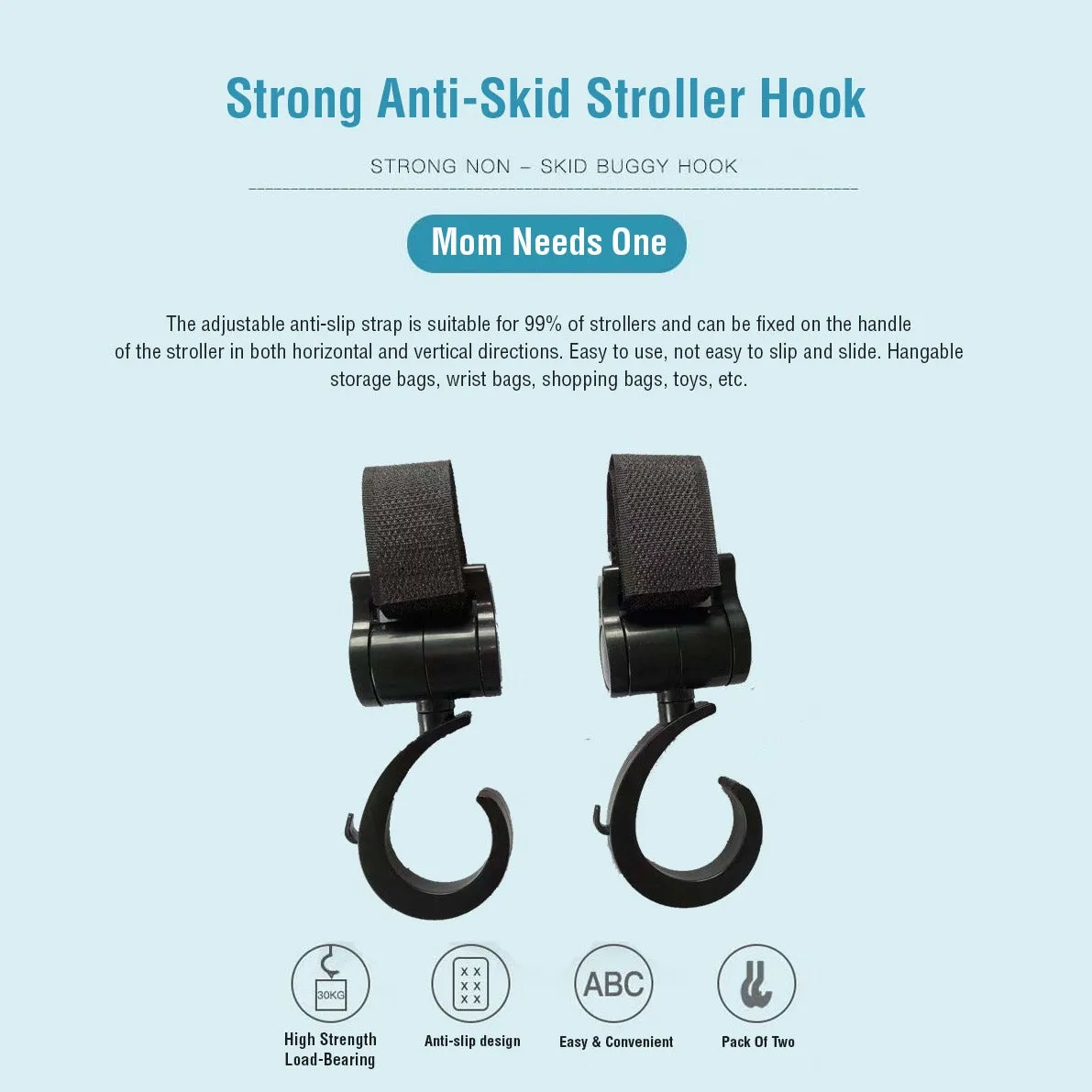 Multi-purpose Hanging Hooks, Baby Stroller Hook For Diaper Bags, Shopping Bags, Car Back Seat Hanger, Wheelchair Hooks