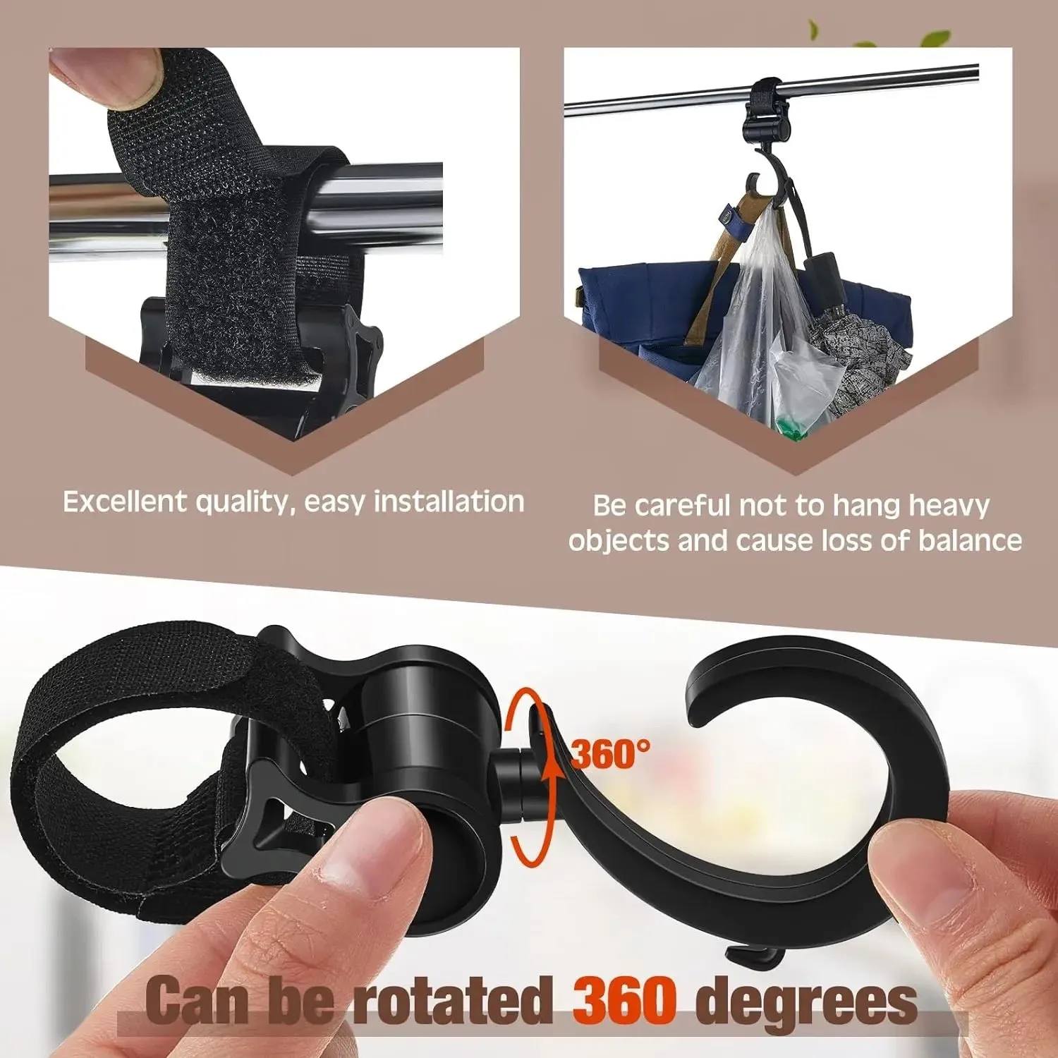Multi-purpose Hanging Hooks, Baby Stroller Hook For Diaper Bags, Shopping Bags, Car Back Seat Hanger, Wheelchair Hooks