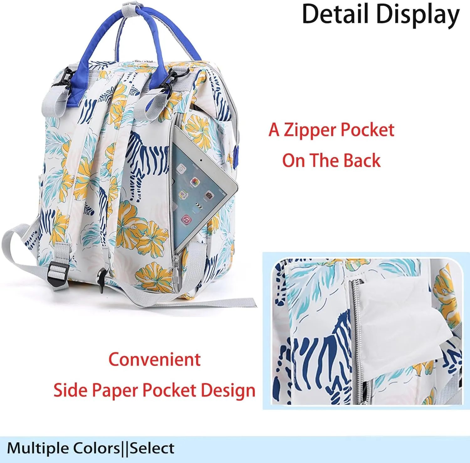 MultiFunction Baby Diaper Bag Backpack Anti Theft Travel Bag with Insulated Pockets Convenient Side Tissue Pocket (Brown Checkerboard)