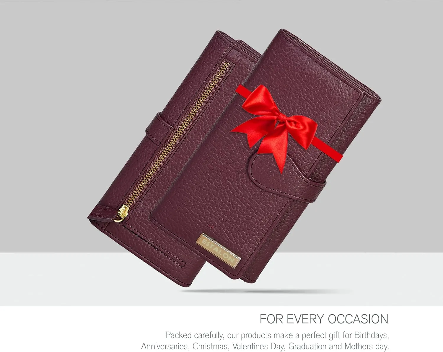Multiple Card Slots | Trendy Clutch | Purple Leather Ladies Wallet | RFID Blocked | 3 ID Windows | Chic