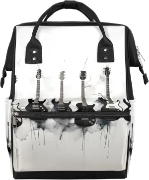 Music Guitar Waterproof Diaper Bag Backpack Large Capacity Baby Bag with Stroller Straps, Multi-Pocket Diaper Bag Unisex Baby Travel Essentials Shower Gift