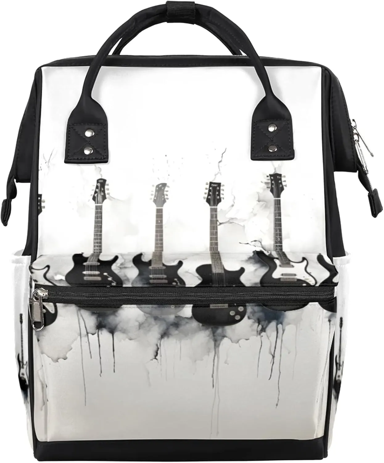 Music Guitar Waterproof Diaper Bag Backpack Large Capacity Baby Bag with Stroller Straps, Multi-Pocket Diaper Bag Unisex Baby Travel Essentials Shower Gift