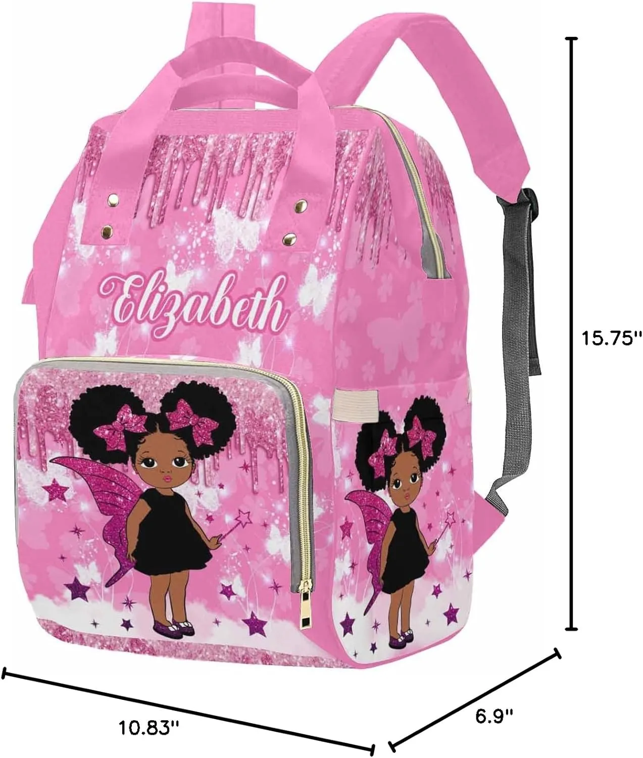 MyPupSocks Personalized Diaper Bag for Mom and Dad - Large Capacity Custom With Name, Multifunctional Daypack With Adjustable Shoulder Straps