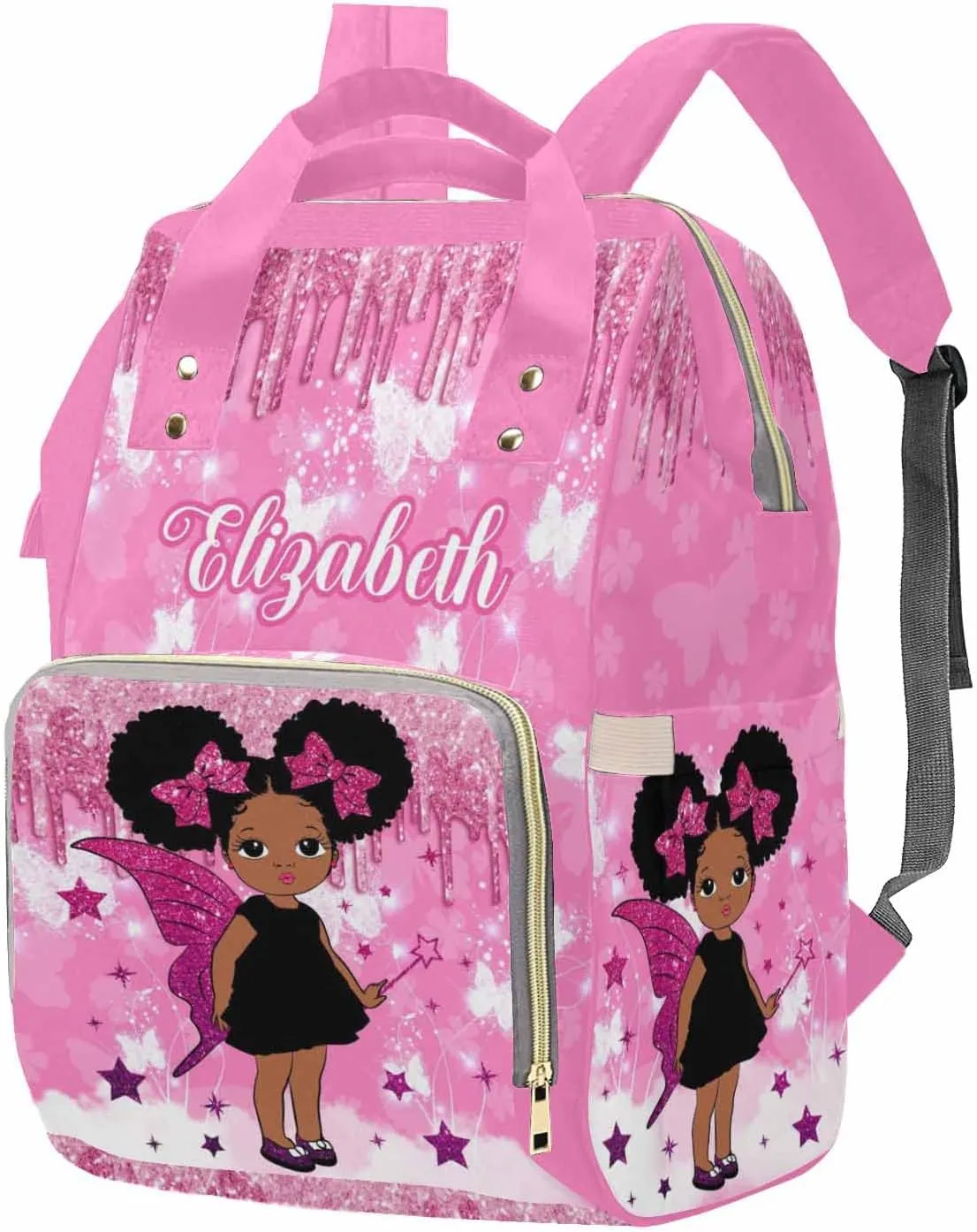 MyPupSocks Personalized Diaper Bag for Mom and Dad - Large Capacity Custom With Name, Multifunctional Daypack With Adjustable Shoulder Straps