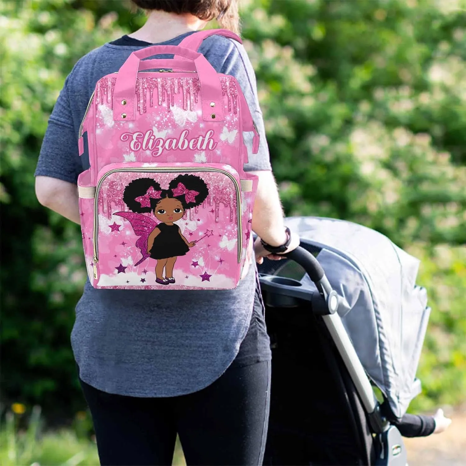 MyPupSocks Personalized Diaper Bag for Mom and Dad - Large Capacity Custom With Name, Multifunctional Daypack With Adjustable Shoulder Straps