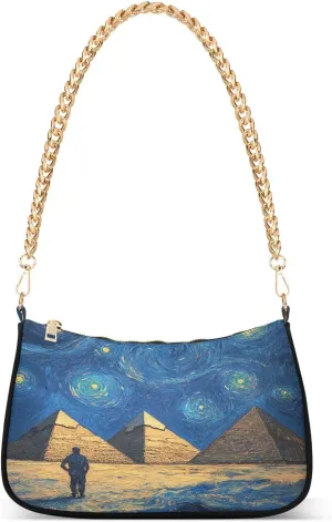 Mystic Pyramids Starry Sky Blue Small Handbag, Womens Crossbody Bag