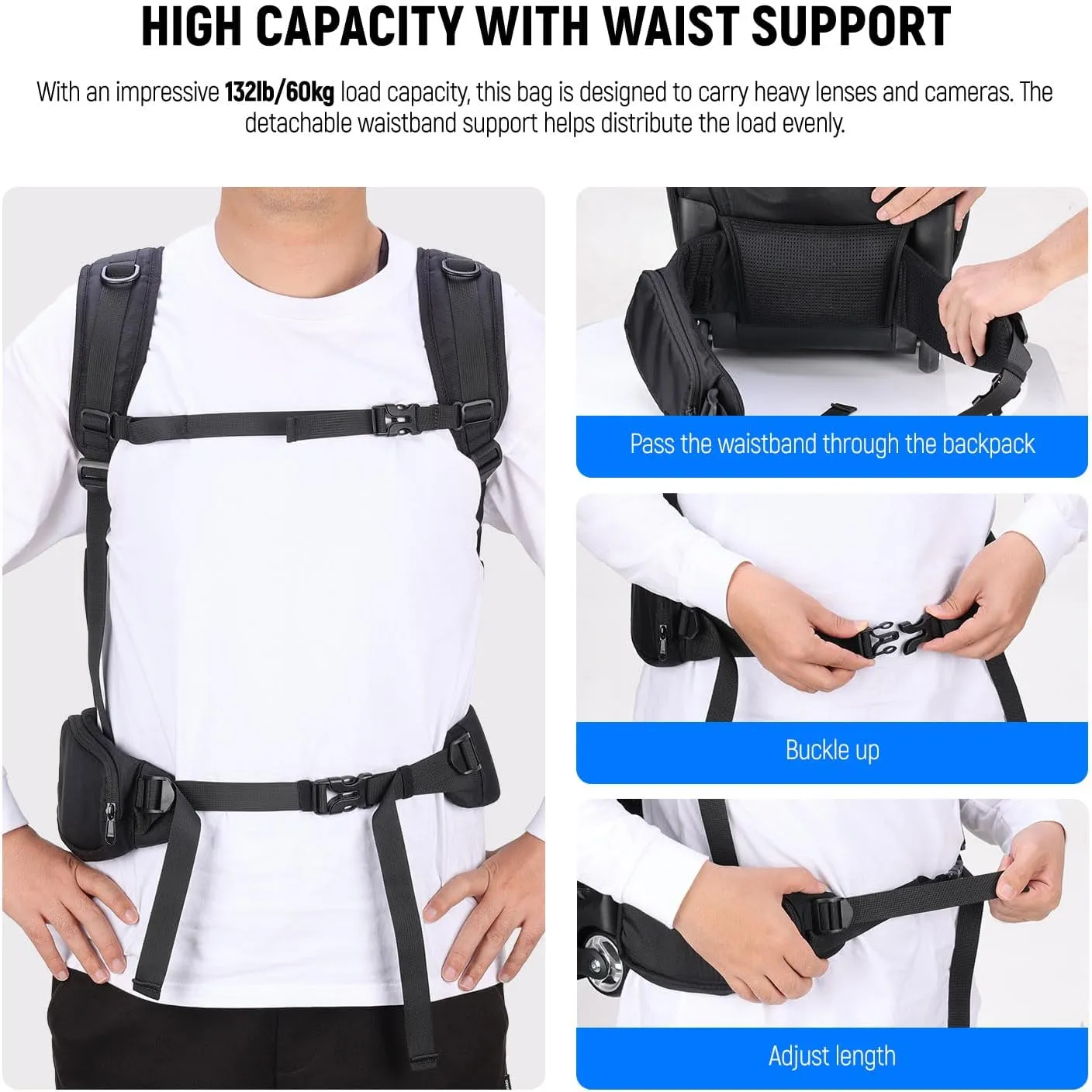 Neewer 2-in-1 Rolling Camera Backpack Trolley Case - Anti-Shock Detachable Padded Compartment