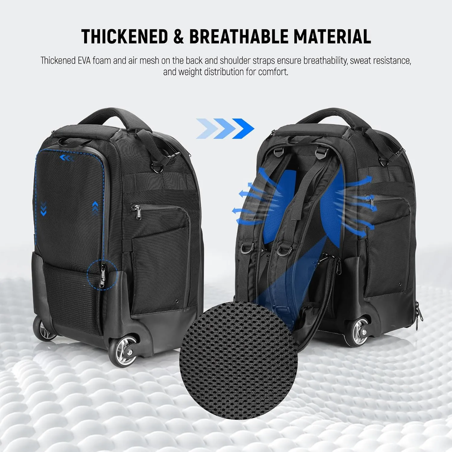 Neewer 2-in-1 Rolling Camera Backpack Trolley Case - Anti-Shock Detachable Padded Compartment