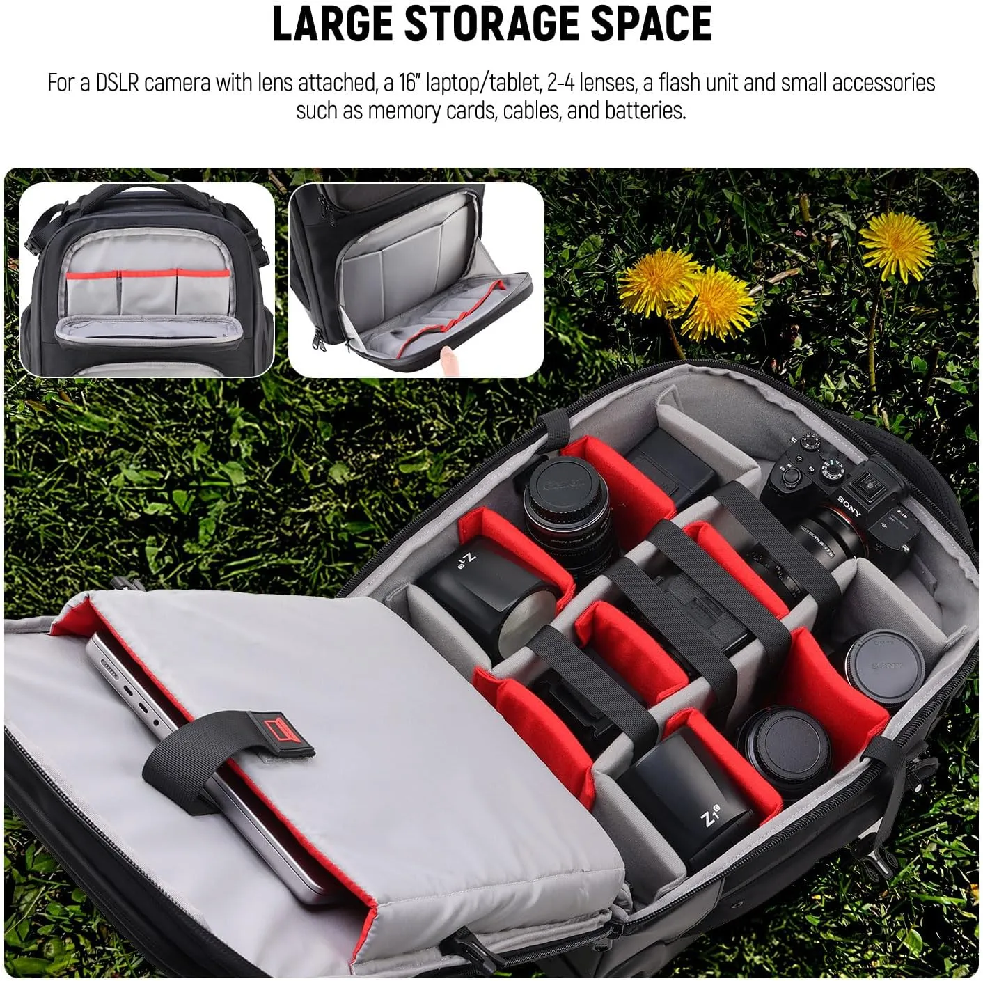 Neewer 2-in-1 Rolling Camera Backpack Trolley Case - Anti-Shock Detachable Padded Compartment