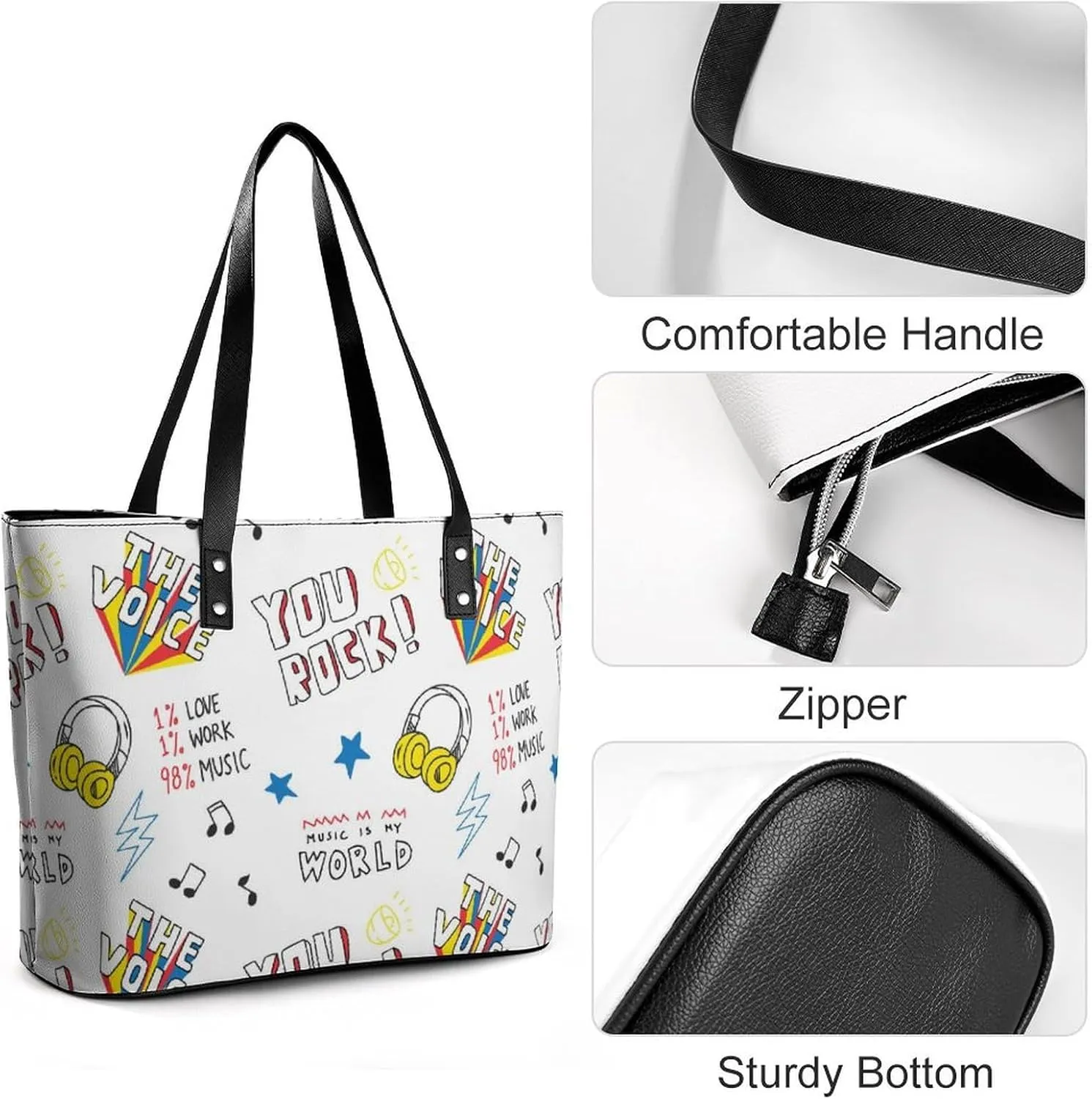Neon Moon Stars Hobo Handbags With Zipper Large Capacity Satchel Tote Bag Shoulder Bag