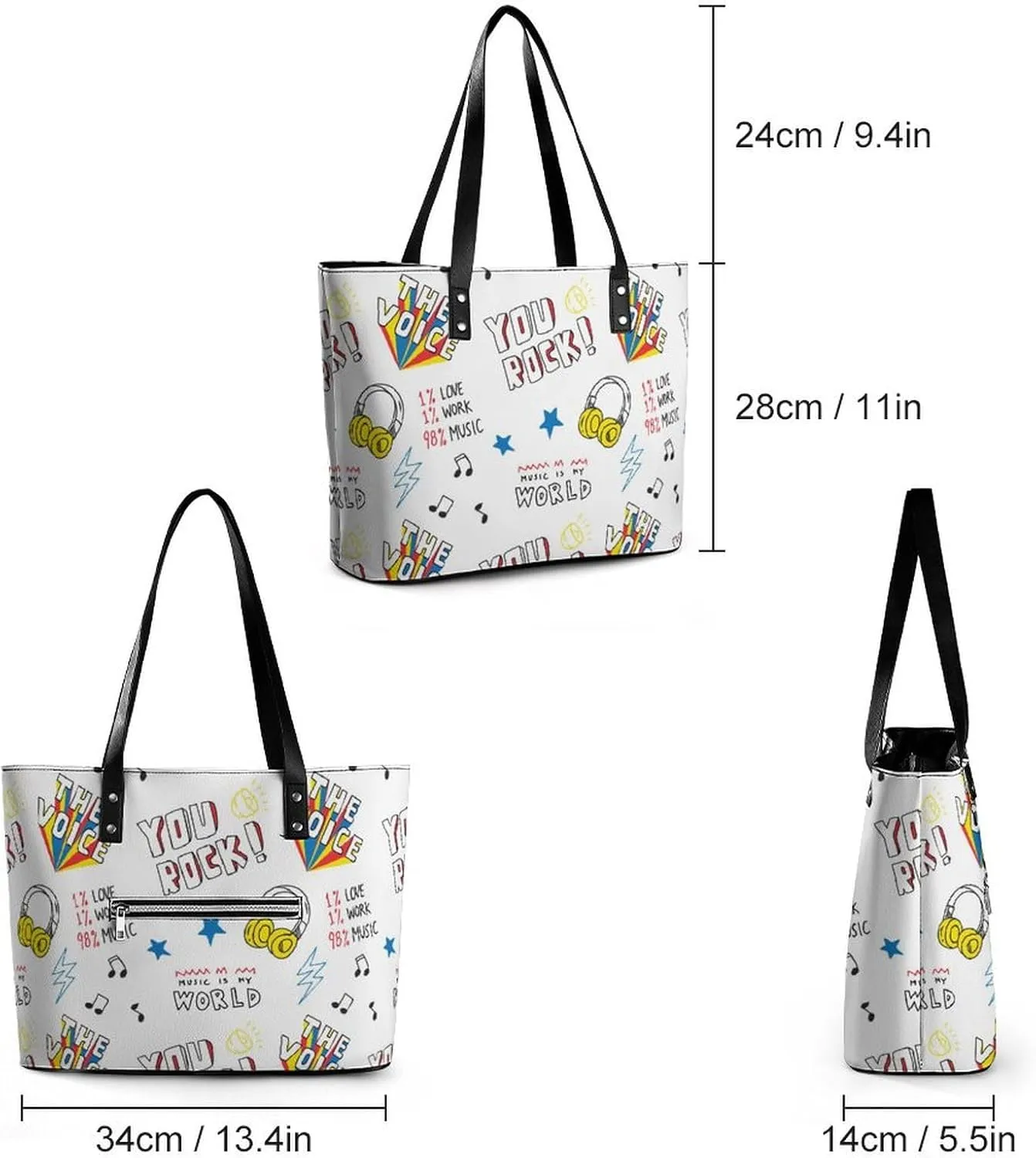 Neon Moon Stars Hobo Handbags With Zipper Large Capacity Satchel Tote Bag Shoulder Bag