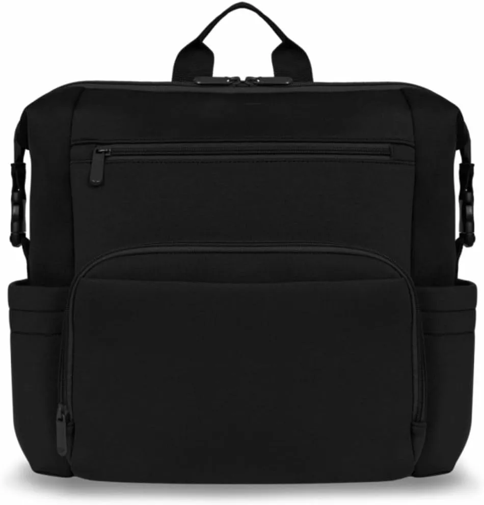 Neoprene Minimalist Backpack - Waterproof, Lightweight with 10 Storage Compartments, 1 Insulated Pocket, Black