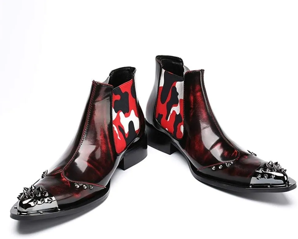 NEW Ankle Boots For Men Pointed Wing Tip Mens Chelsea Boots Office Show Club Business For Party Pure Leather The First Layer Of Cowhide Genuine Leather