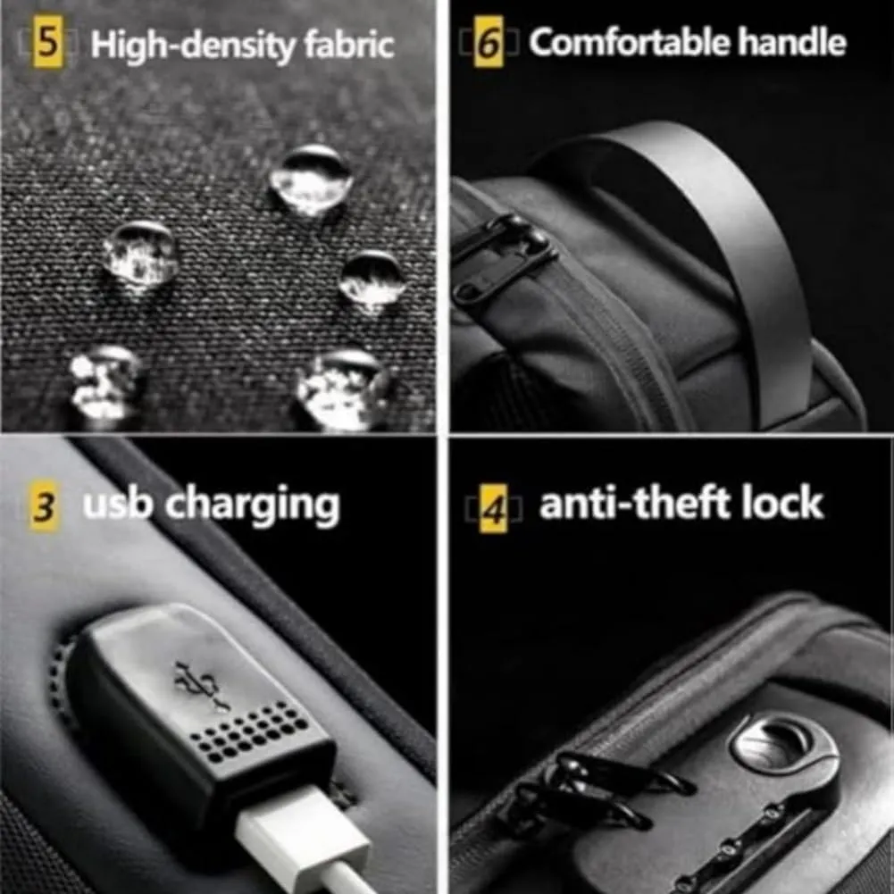 New Carbon Fiber Streamline Anti-Theft Sling Bag, Anti Theft Crossbody Charging Bag, Waterproof Cross Chest Bag for Men