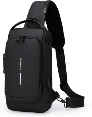New Carbon Fiber Streamline Anti-Theft Sling Bag, Anti Theft Crossbody Charging Bag, Waterproof Cross Chest Bag for Men
