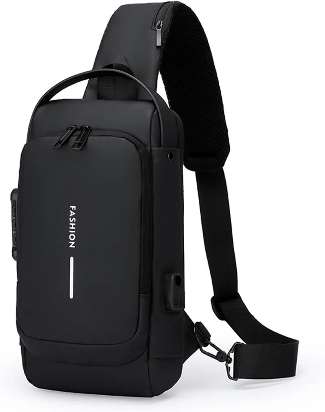 New Carbon Fiber Streamline Anti-Theft Sling Bag, Anti Theft Crossbody Charging Bag, Waterproof Cross Chest Bag for Men