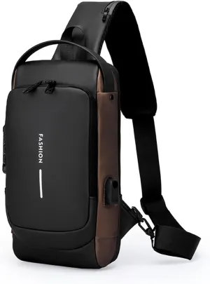 New Carbon Fiber Streamline Anti-Theft Sling Bag, Anti Theft Crossbody Charging Bag, Waterproof Cross Chest Bag for Men
