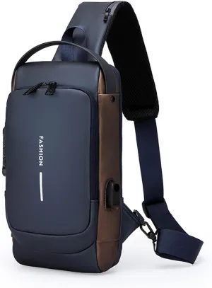 New Carbon Fiber Streamline Anti-Theft Sling Bag, Anti Theft Crossbody Charging Bag, Waterproof Cross Chest Bag for Men