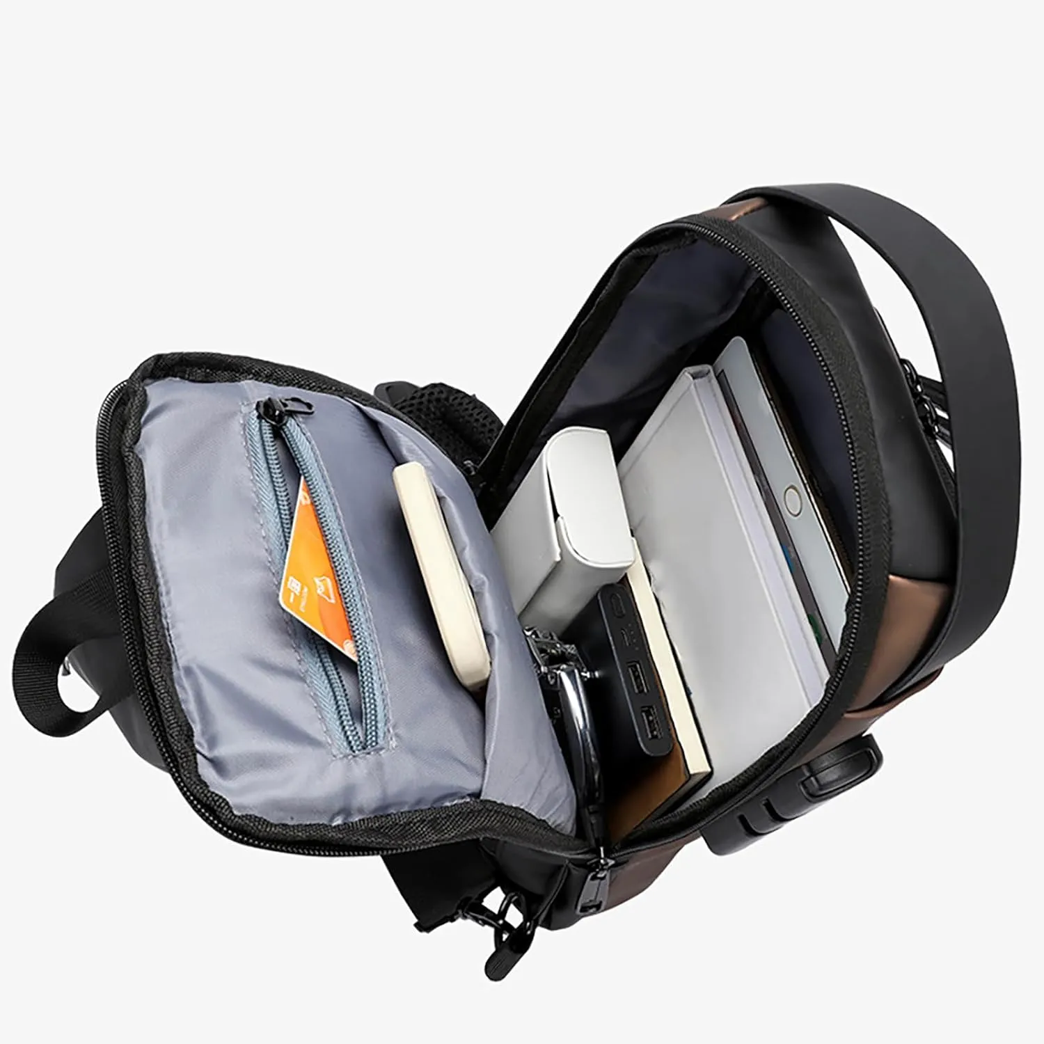 New Carbon Fiber Streamline Anti-Theft Sling Bag, USB Charging Sport Sling Anti-Theft Shoulder Bag, Waterproof Crossbody (A)