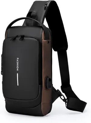 New Carbon Fiber Streamline Anti-Theft Sling Bag, USB Charging Sport Sling Anti-Theft Shoulder Bag, Waterproof Crossbody (A)