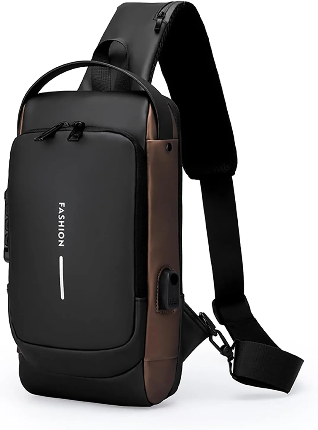 New Carbon Fiber Streamline Anti-Theft Sling Bag, USB Charging Sport Sling Anti-Theft Shoulder Bag, Waterproof Crossbody (A)