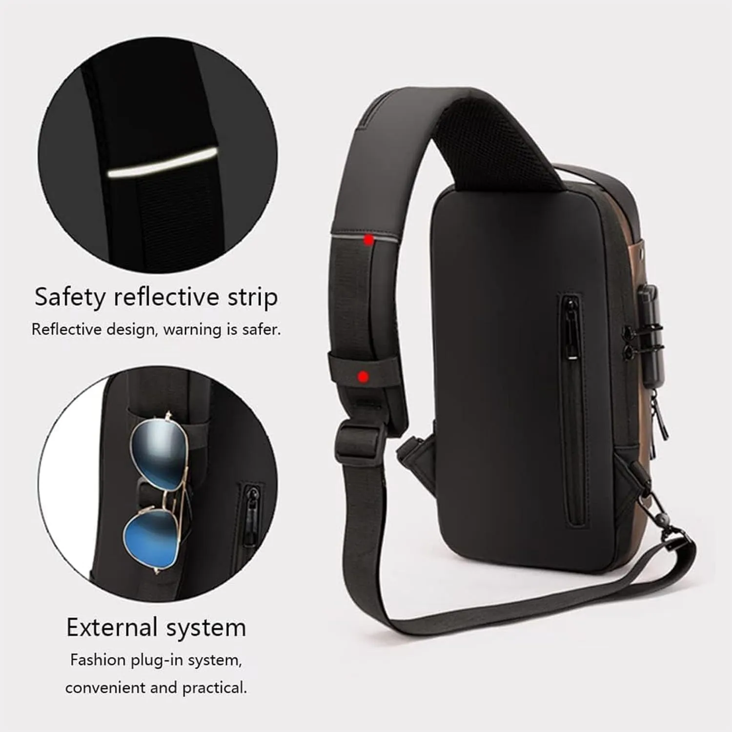 New Carbon Fiber Streamline Anti-Theft Sling Bag, USB Charging Waterproof Crossbody Backpack for Travel Gym Sports (Blue)