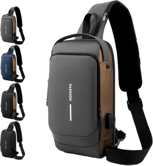 New Carbon Fiber Streamline Anti-Theft Sling Bag, Waterproof Shoulder Backpack, for Travel Gym Sports (Gray)