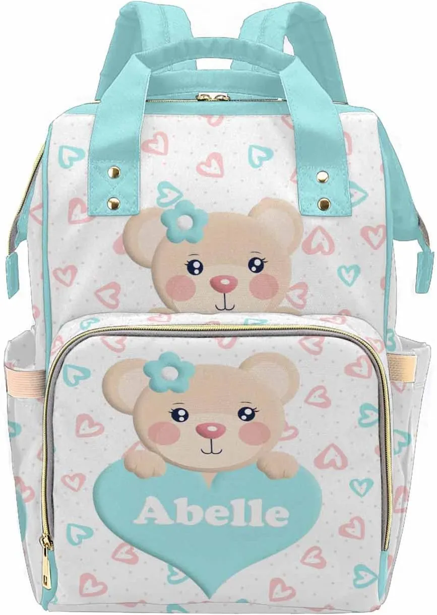 Newcos Personalized Cute Diaper Bag with Name, Customized Multifunction Mommy Nursing Daypack with Insulated Pocket for Holiday