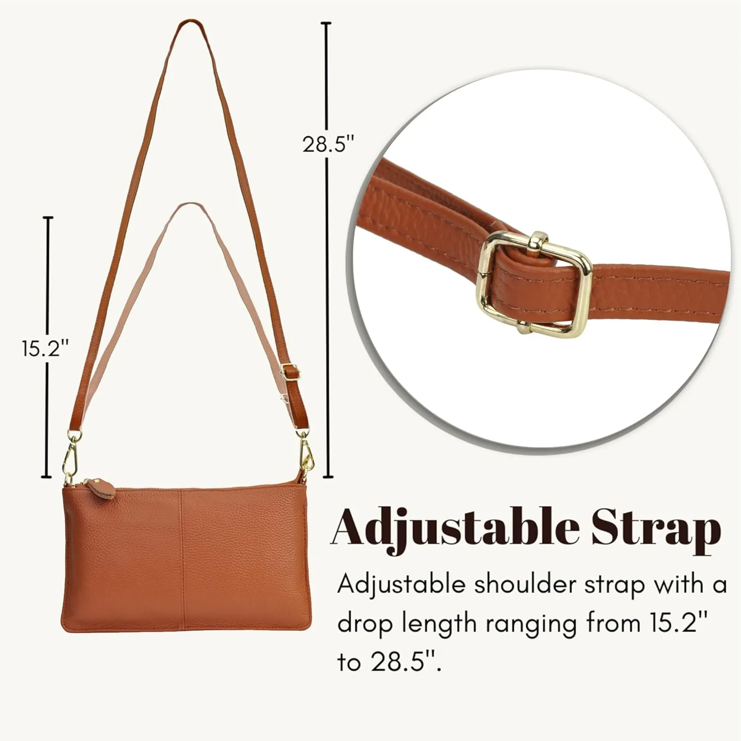 NGIL Women Genuine Leather Crossbody Wristlet, Women's Handbag, Chic Shoulder Bag Small Wristlet Wallet, Golden Accent Zipper
