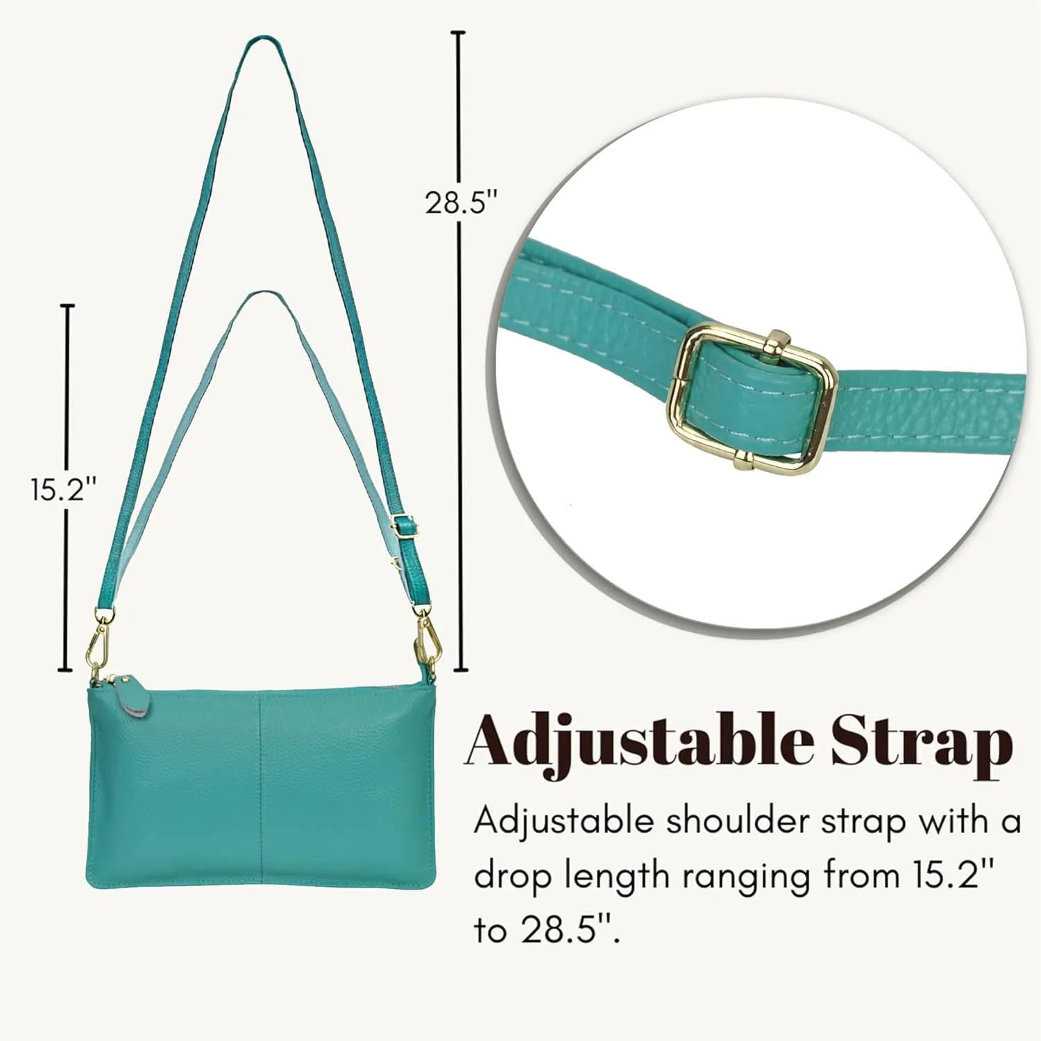 NGIL Women Genuine Leather Crossbody Wristlet, Women's Handbag, Chic Shoulder Bag Small Wristlet Wallet, Golden Accent Zipper