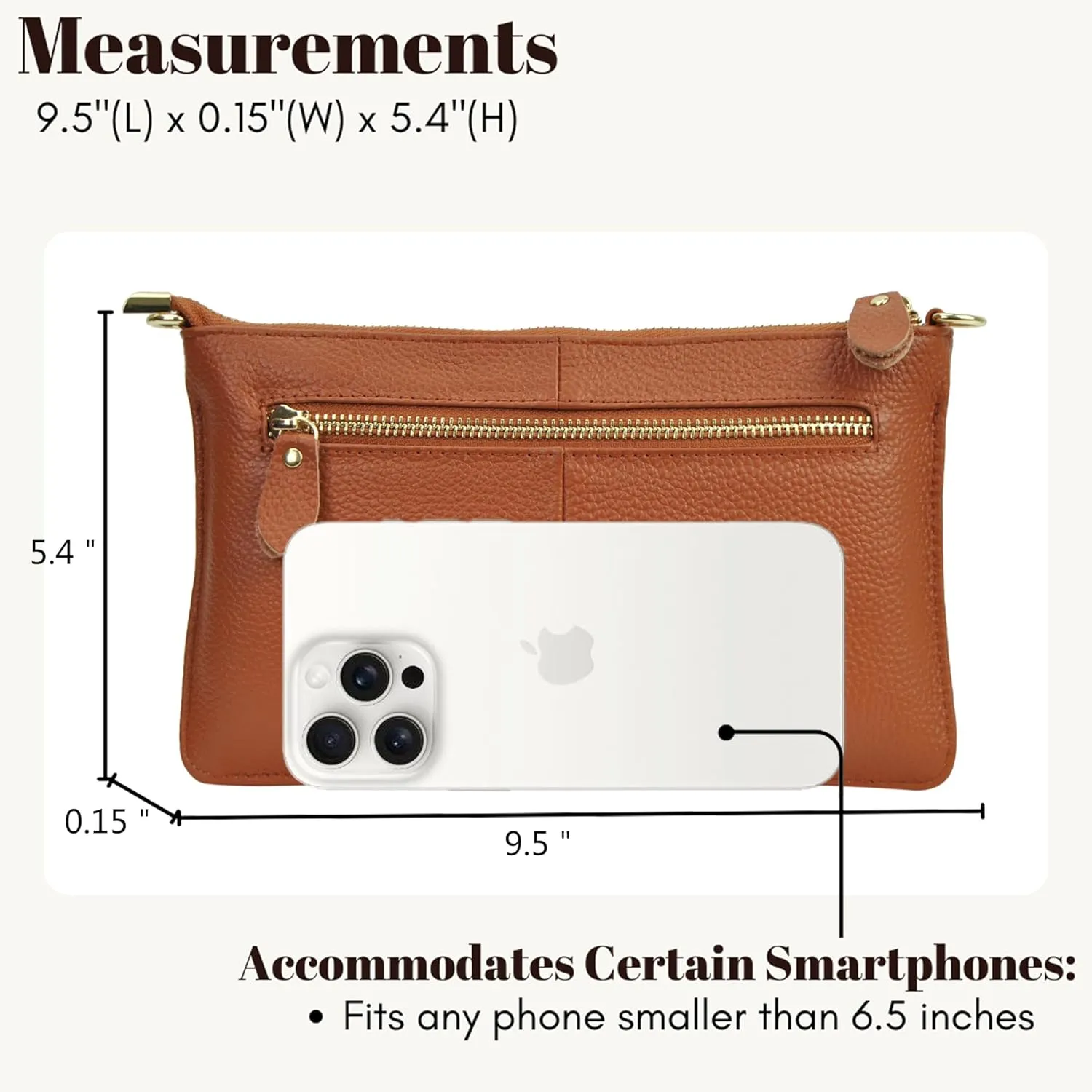 NGIL Women Genuine Leather Crossbody Wristlet, Women's Handbag, Chic Shoulder Bag Small Wristlet Wallet, Golden Accent Zipper