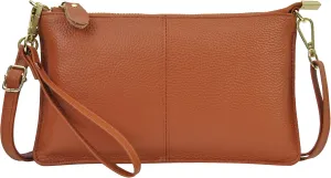 NGIL Women Genuine Leather Crossbody Wristlet, Women's Handbag, Chic Shoulder Bag Small Wristlet Wallet, Golden Accent Zipper