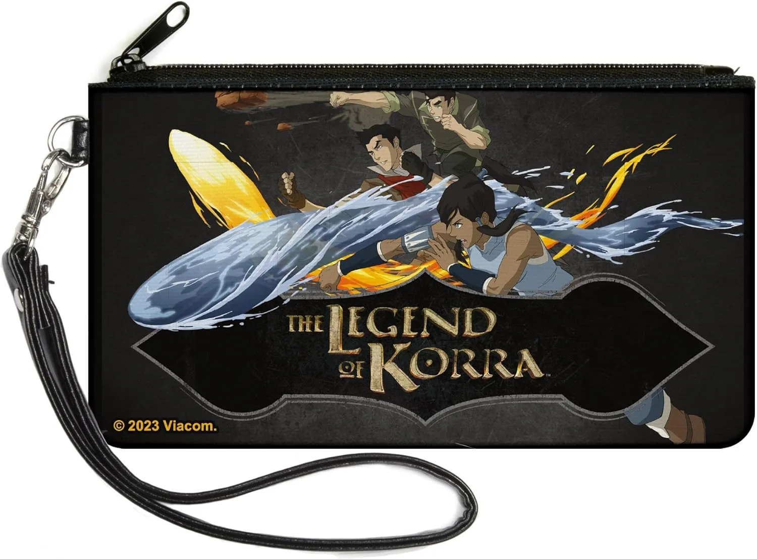 Nickelodeon Zip Around Clutch Wristlet Travel & Credit Card Holder Wallet, The Legend of Korra Group Bending Pose, Canvas