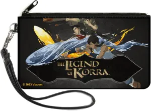 Nickelodeon Zip Around Clutch Wristlet Travel & Credit Card Holder Wallet, The Legend of Korra Group Bending Pose, Canvas