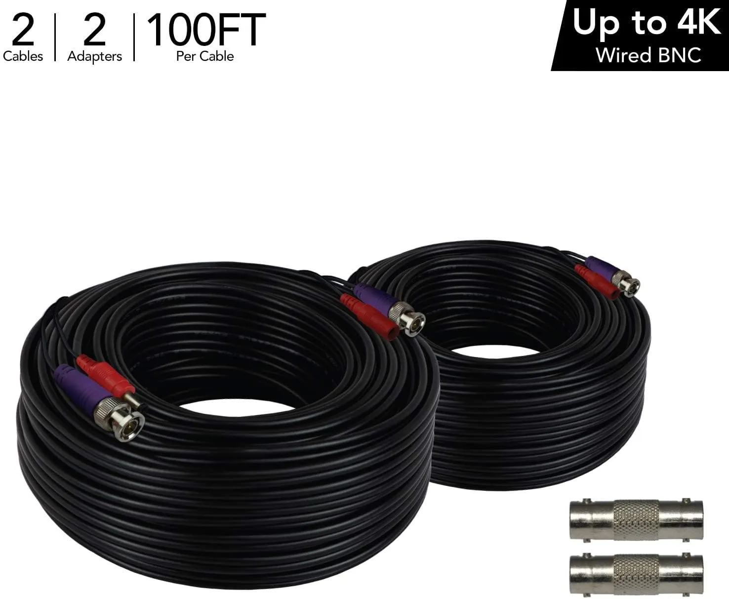 Night Owl 100 ft. in-Wall Rated Video/Power Camera Extension Cable with Extension Adapter (2-Pack)