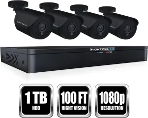 Night Owl WM-841-2MP 8 Channel HD Video Security DVR with 1 TB HDD and 4X 1080p HD Wired Bullet Cameras