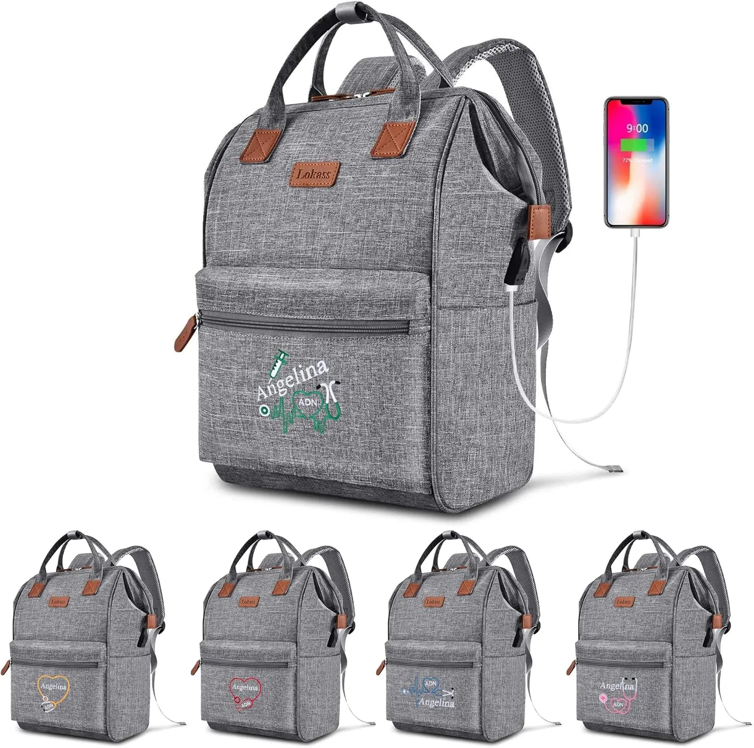 Nurse Gifts for Women - Nurse Backpack/ 15.6 Inch Laptop Backpack, Customizable Nursing Bags for Nurses Work Home Health Clinical Bag, Wide-open Anti-Theft Nurse Computer Bag with USB Charging Port