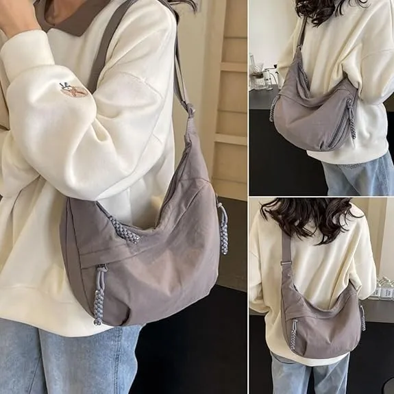 Nylon Crescent Crossbody Bag for Women Luna Bag Dumpling Bag Hobo Bag Moon Shoulder Bag