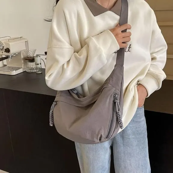Nylon Crescent Crossbody Bag for Women Luna Bag Dumpling Bag Hobo Bag Moon Shoulder Bag